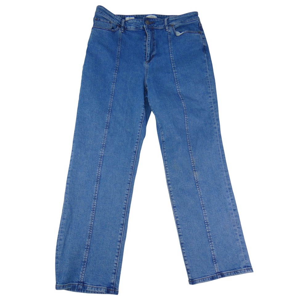 Loft Outlet Curvy Straight Jeans Blue Medium Wash Front Seam Denim Size 12